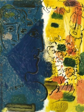 blue ribbon Painting - The Blue Face contemporary Marc Chagall